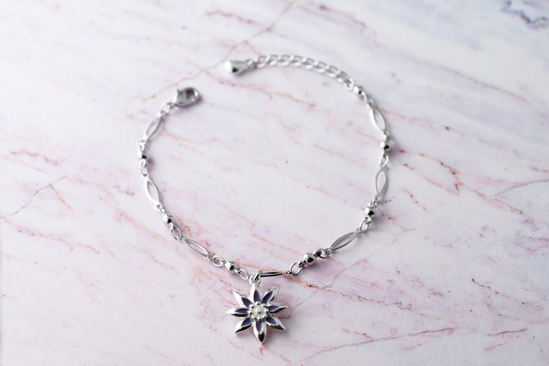 花朵系列  高洁 铁线莲造型手链  (HBRJA1017B) - 手链/手环 - 银 紫色