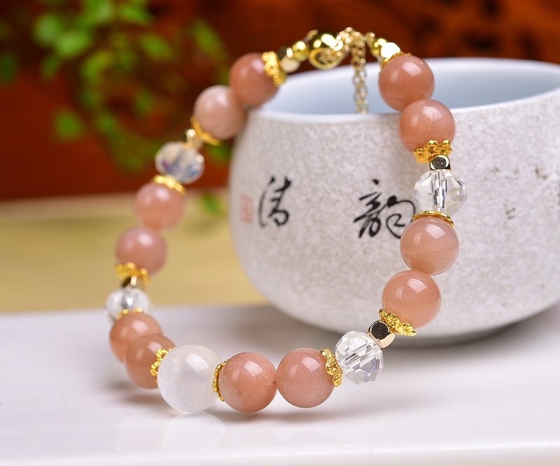 太阳石圆珠单圈多宝加石膏石圆珠手链 - 手链/手环 - 水晶 