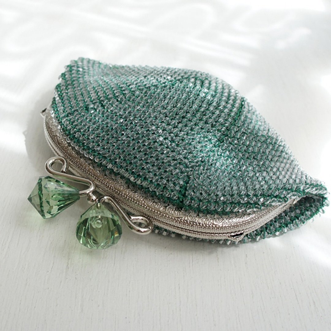 Ba-ba handmade  Acrylic beads crochet pouch No.1106 - 化妆包/杂物包 - 其他材质 绿色