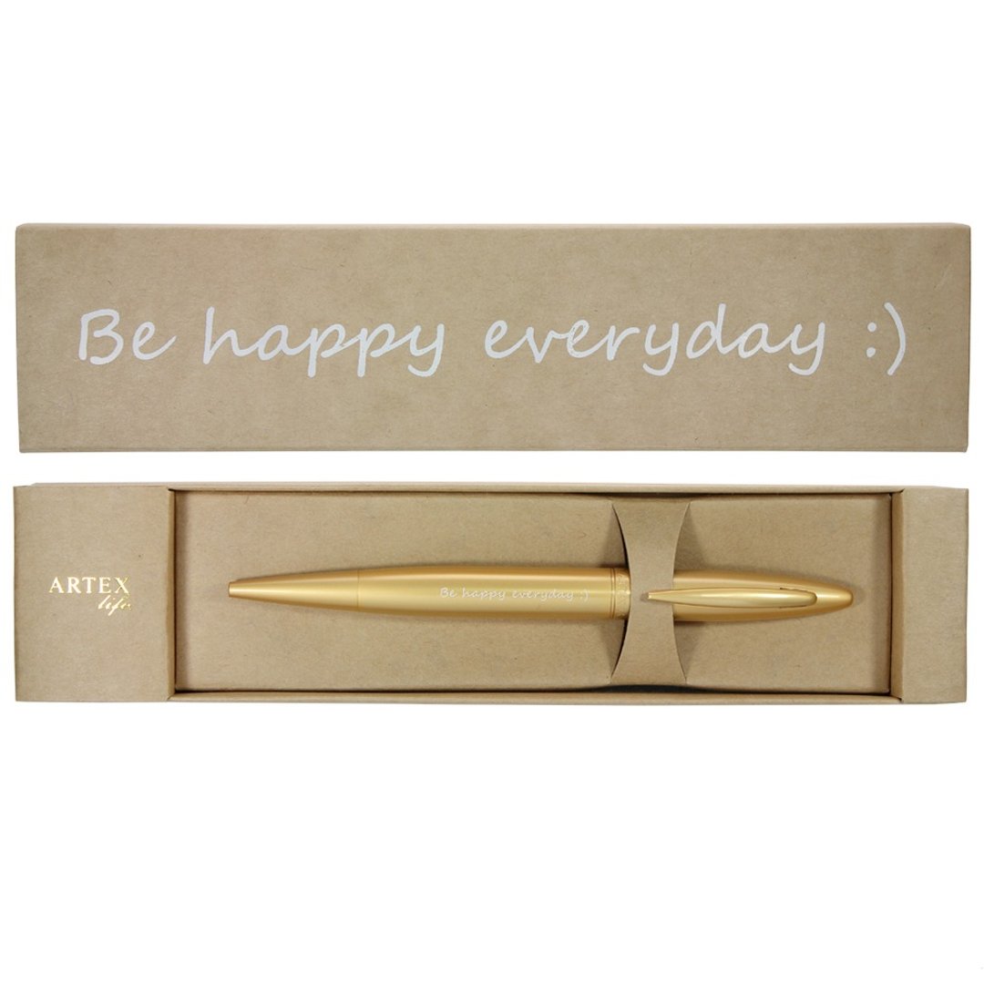 (含刻字)ARTEX life开心中性钢珠笔 Be happy everyday :) - 钢珠笔 - 铜/黄铜 金色