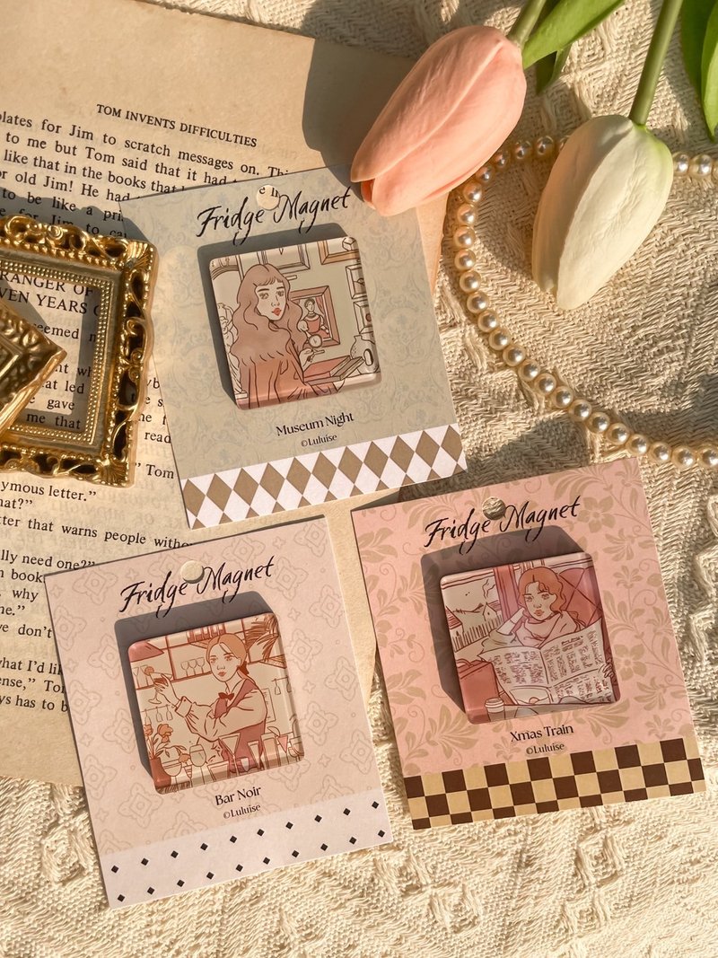 Luluise 插画压克力冰箱贴 共三款 - 冰箱贴/磁贴 - 压克力 多色