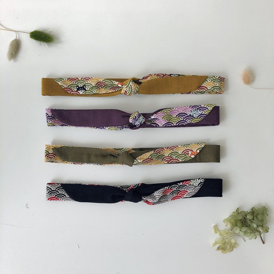 岛森家 / 细版发带 / 柴犬 / 日本布 - 发饰 - 棉 多色