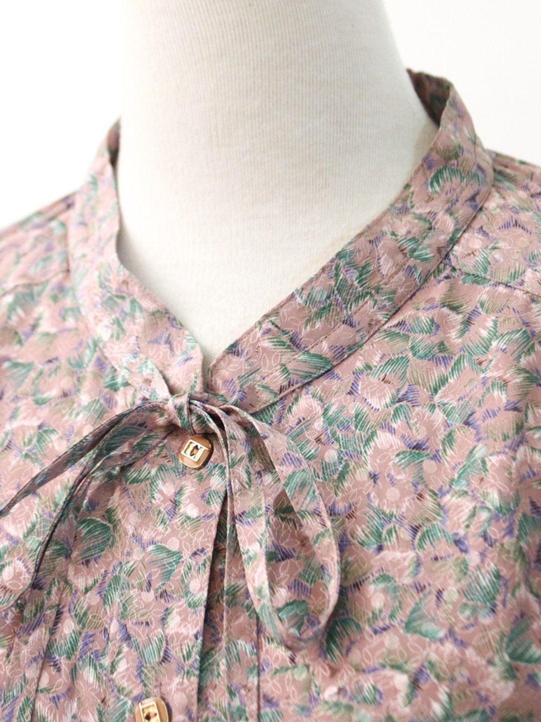 复古日本制碎花藕粉色宽送古着衬衫 Japanese Vintage Blouse - 女装衬衫 - 聚酯纤维 粉红色