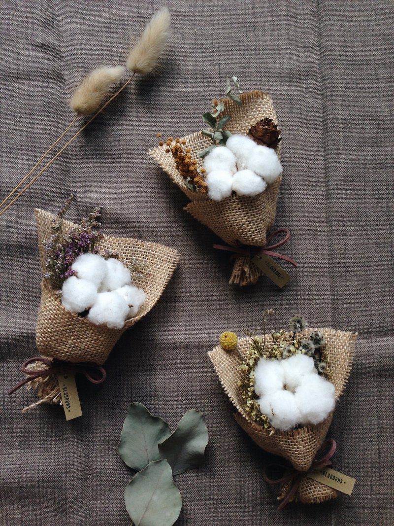 【zakka麻布棉花迷你花束】干燥花.婚礼布置.乡村风 - 摆饰 - 植物．花 