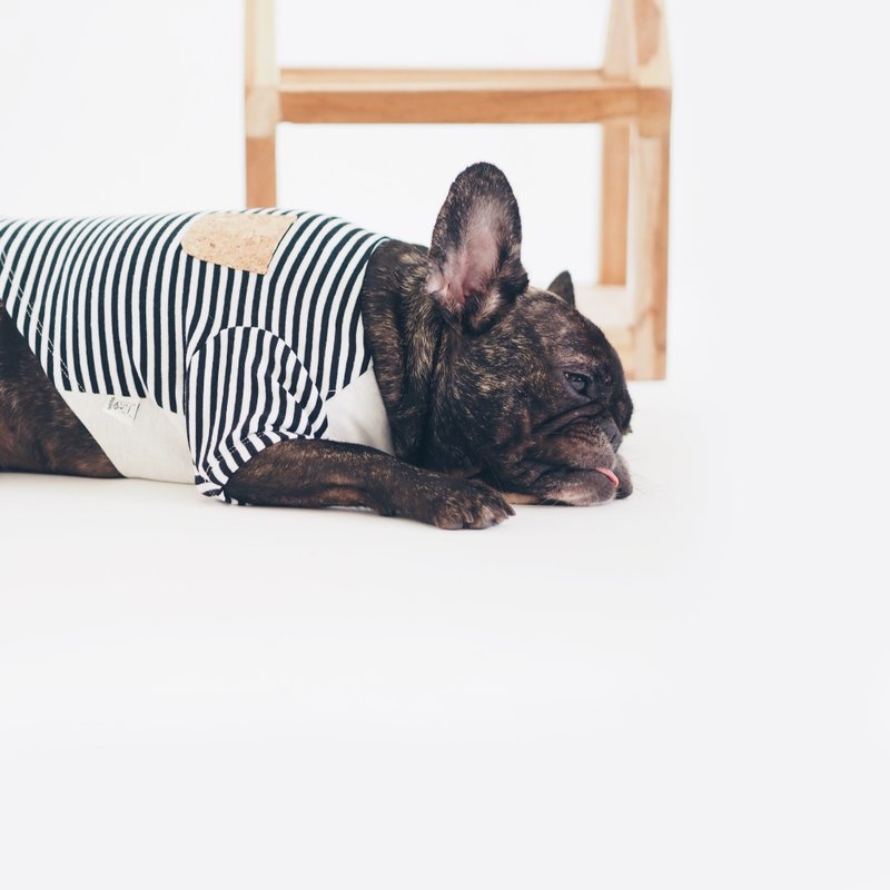 黑白色条纹T-恤 - 衣/帽 - 棉．麻 黑色