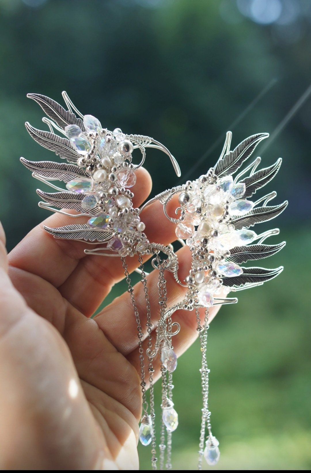 Swan-princess ear cuffs. Elven ears. Ear cuffs - 耳环/耳夹 - 银 