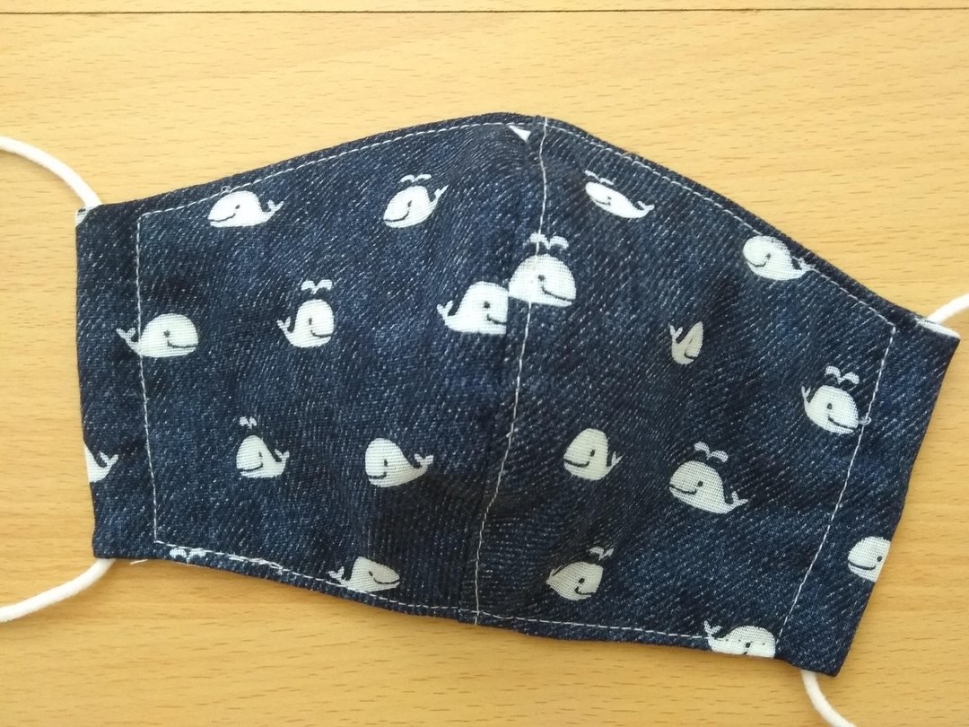 Face Mask, Reusable, Washable, Kids, Adult, Whale, Japanese Double Gauze - 口罩 - 棉 蓝色
