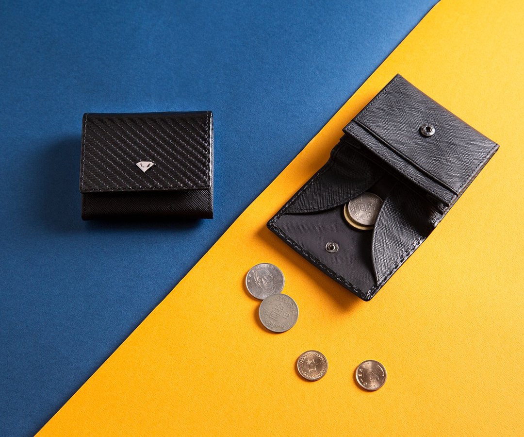 SACA Classic X coin case - 皮夹/钱包 - 碳纤维 黑色