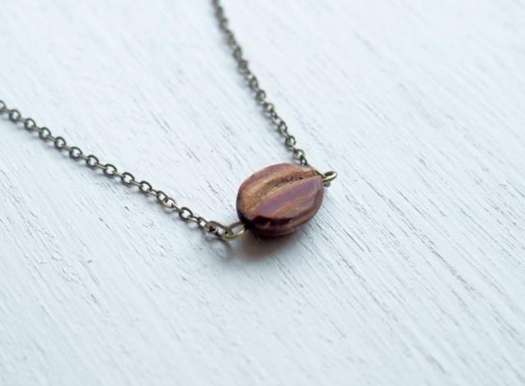 coffee bean necklace - 项链 - 木头 咖啡色