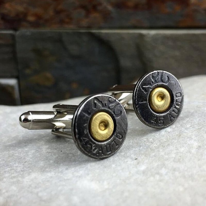 Bullet - 45口径手枪子弹 金属袖扣 / 衬衫西装复古造型创意袖扣 - 袖扣 - 其他材质 