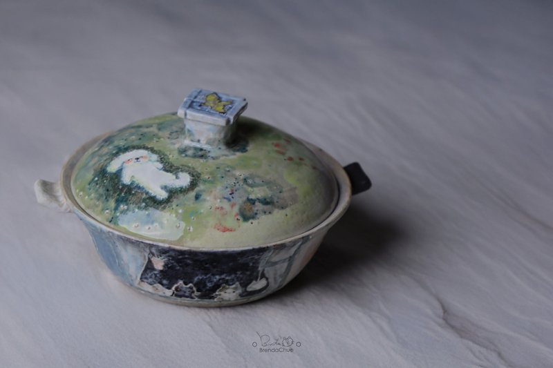 春郎陶 - 藏在热气里的日常剧目— 绘本叙事盖碗 500 ml - 碗 - 陶 