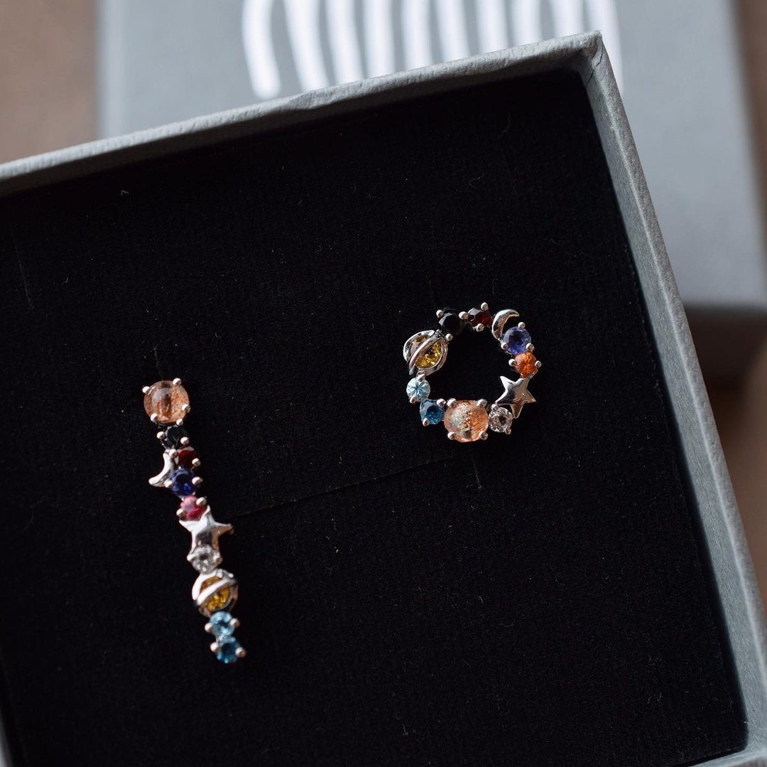 minimminiverse / solarsystem earring / universe earring - 耳环/耳夹 - 纯银 