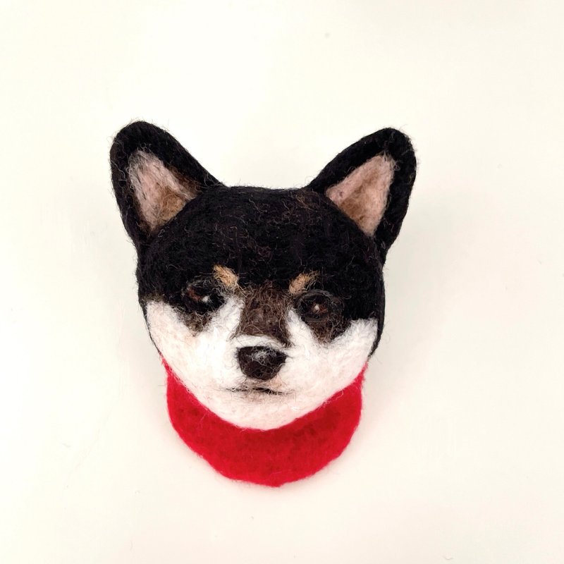 【只有一件】羊猫毡 / 黑柴犬 / 胸针 / 别针 - 胸针 - 羊毛 