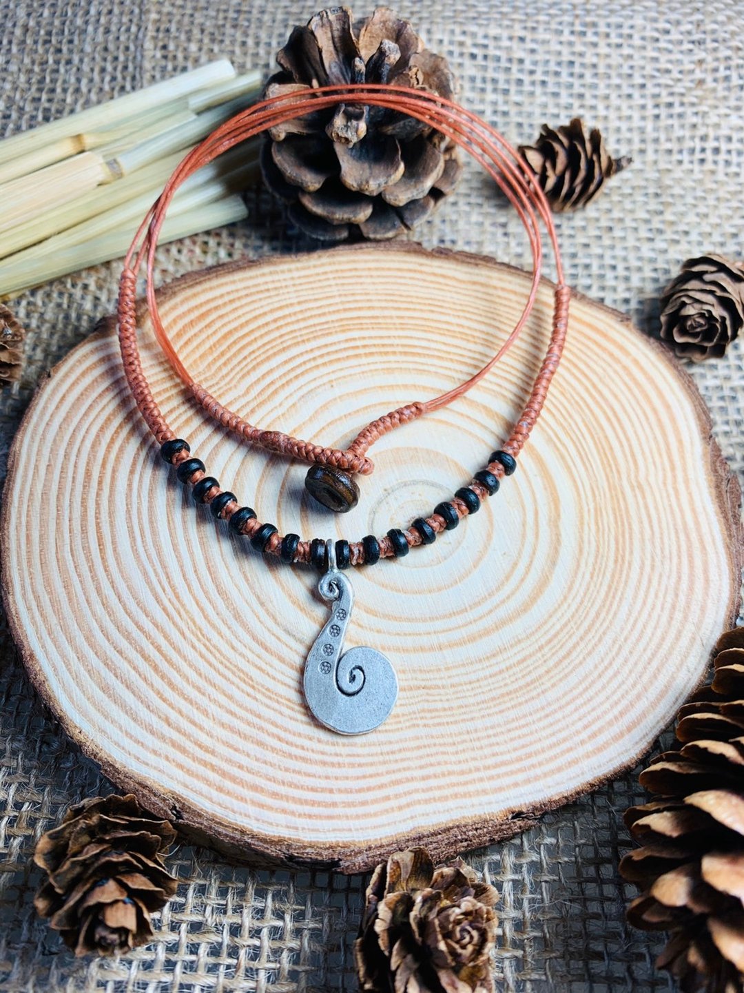 necklace handmade - 项链 - 纯银 咖啡色