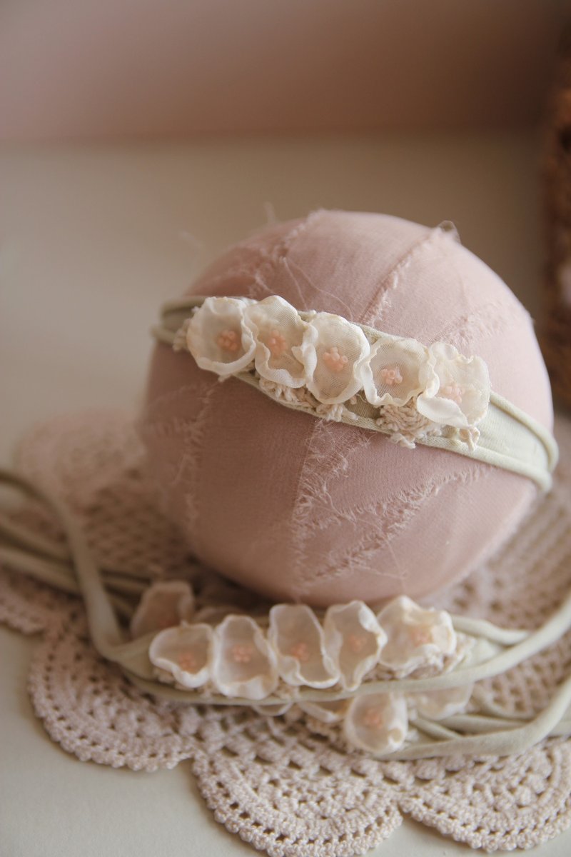 婴儿头带 宝宝头带 婴儿头饰 头饰 弥月礼物 弥月头饰 百日宴头饰 - 婴儿帽/发带 - 棉．麻 粉红色