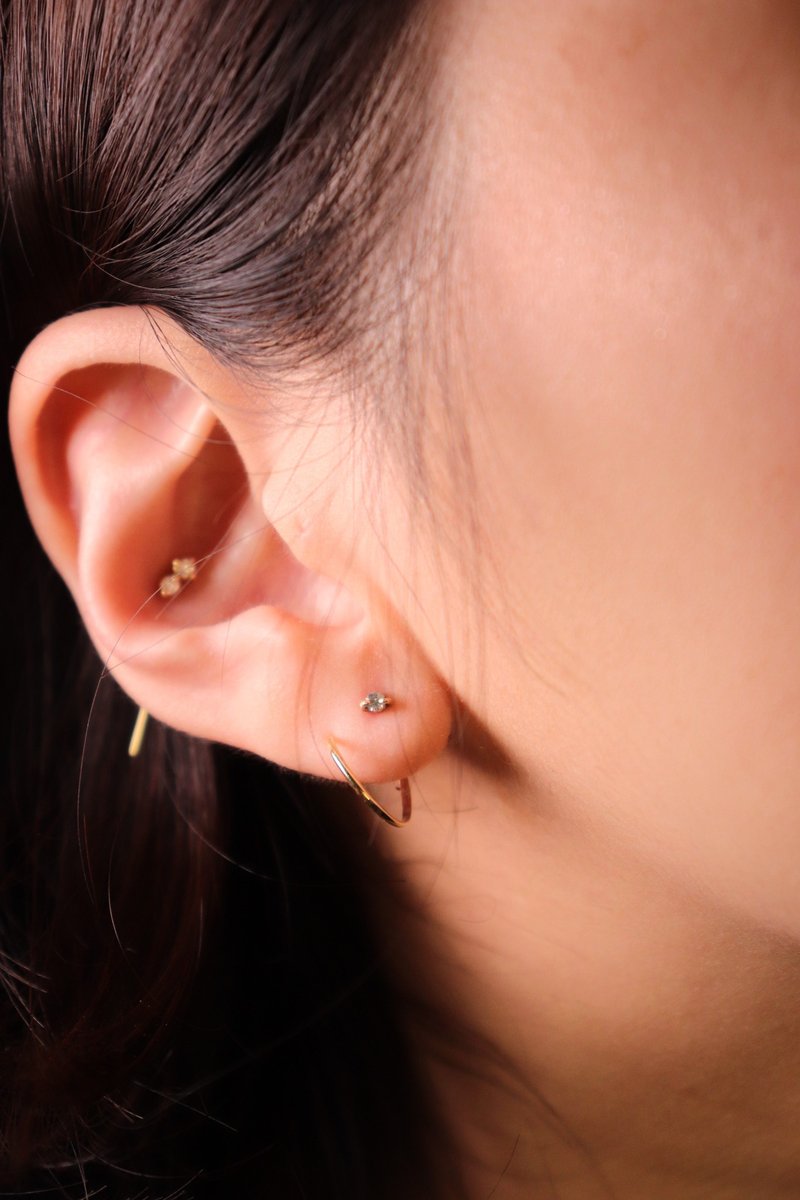 【华凛a kari系列】k18/钻石圈圈耳环/大 - 耳环/耳夹 - 贵金属 金色