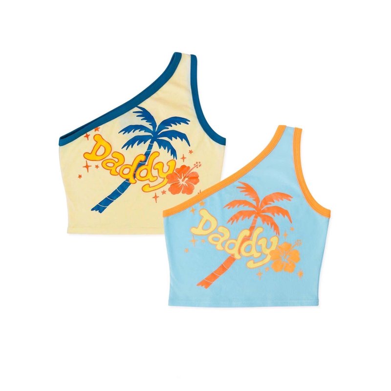 DADDY | 爸爸热夏背心 单肩削肩短版背心 - 女装上衣 - 其他材质 