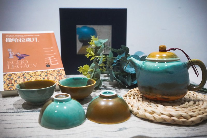茶壶杯组(一壶四杯)・三毛撒哈拉系列/送礼包装/小卡代写 - 茶具/茶杯 - 瓷 