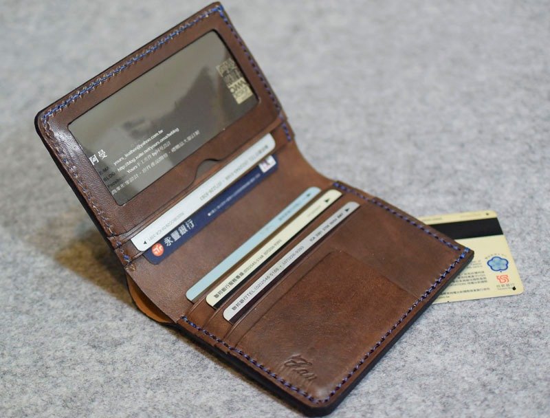 直式真皮短夹  照片袋夹层 - 皮夹/钱包 - 真皮 