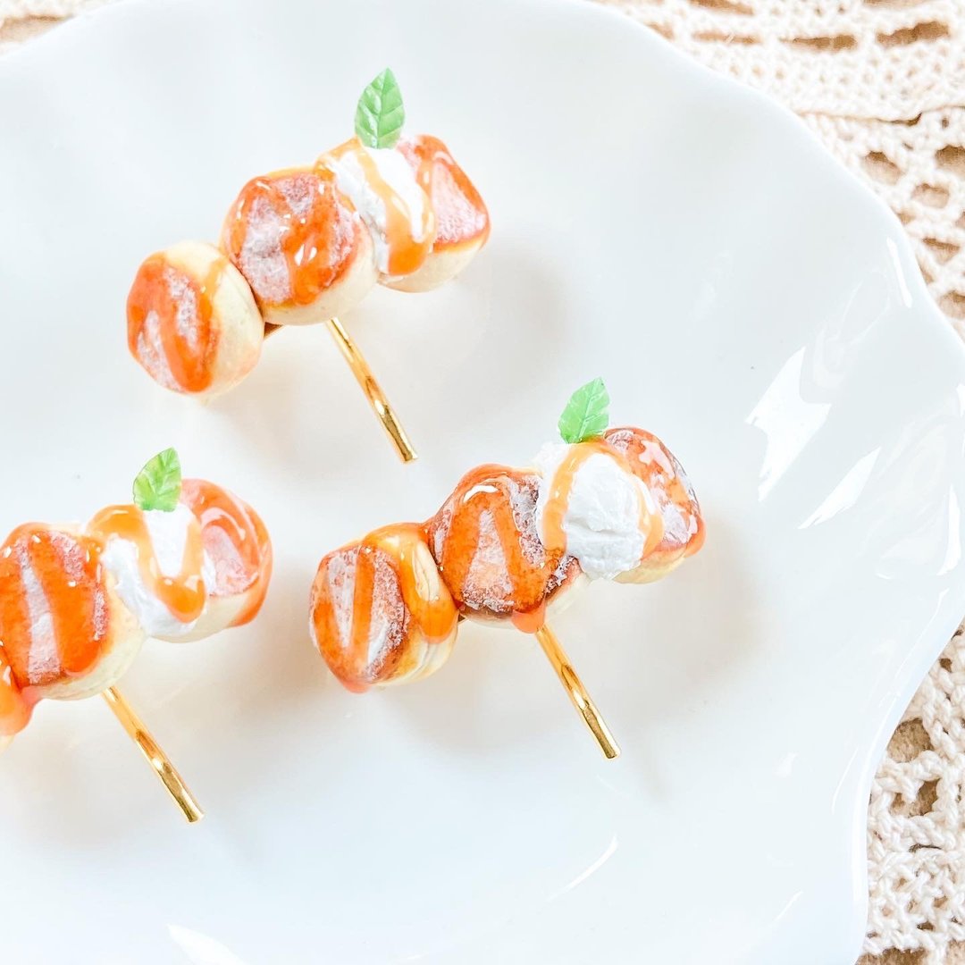 【日式】咖啡店 | 疏乎厘发插发夹 | 食物饰物 | 微缩饰物 - 发饰 - 粘土 