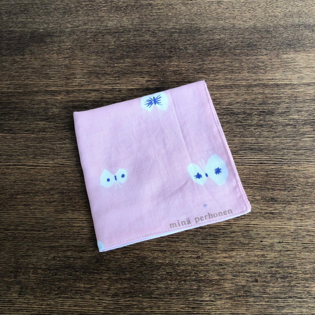 手帕 minä perhonen 手拭巾 hana hana 手工制作 附品牌标志 - 手帕/方巾 - 棉 粉红色