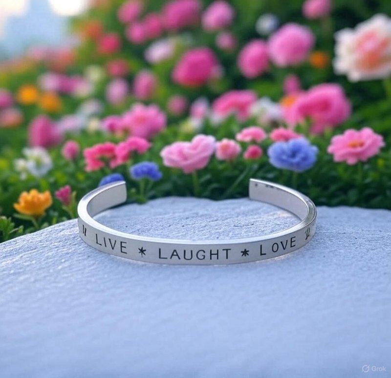 【微笑相伴】Live Laugh Love不锈钢手环 | 信念相伴 - 爱与微笑 - 手链/手环 - 不锈钢 银色