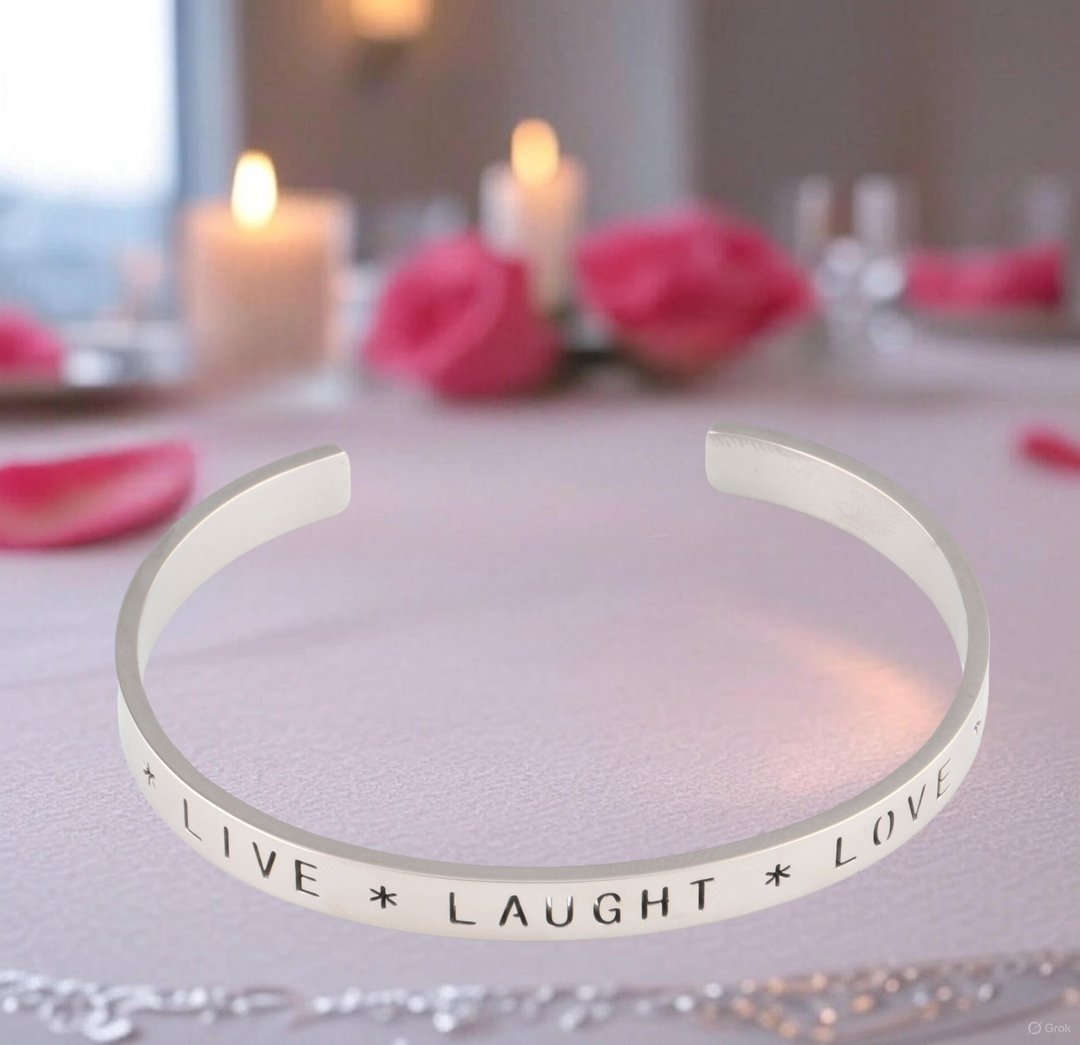 【微笑相伴】Live Laugh Love不锈钢手环 | 信念相伴 - 爱与微笑 - 手链/手环 - 不锈钢 银色