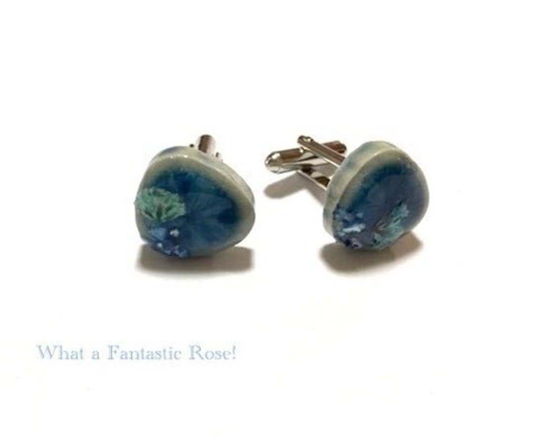 Mino ware cufflinks (triangle, haze grass) - 袖扣 - 塑料 