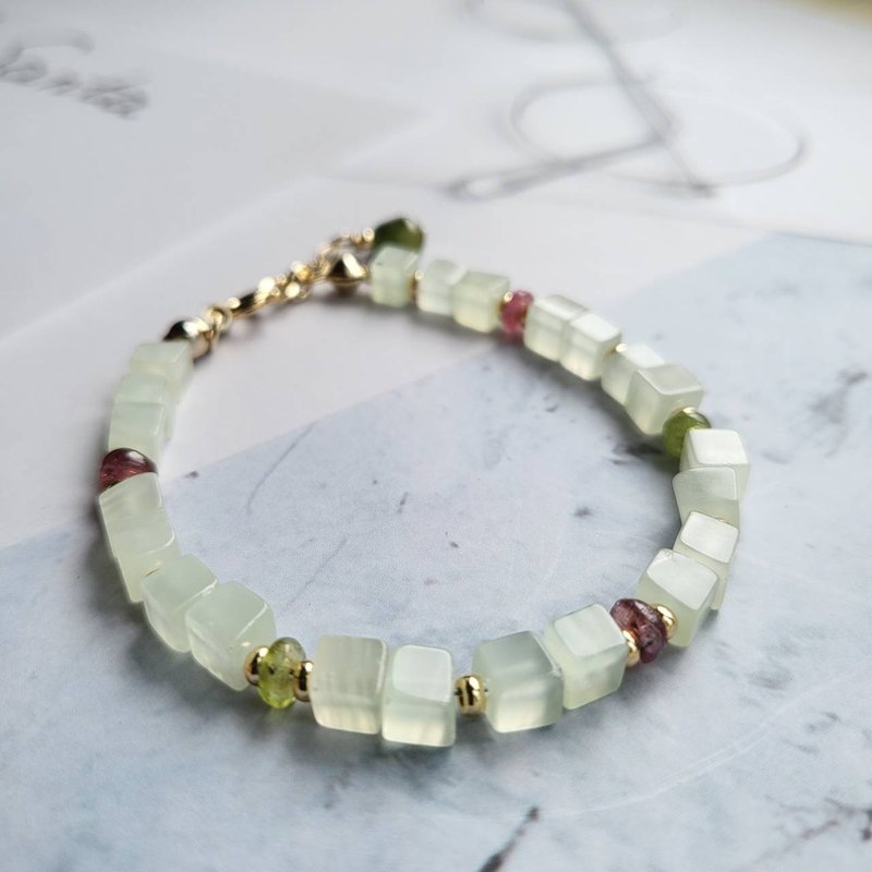 招财桃花旺运/绿纹石碧玺手链 - 手链/手环 - 水晶 