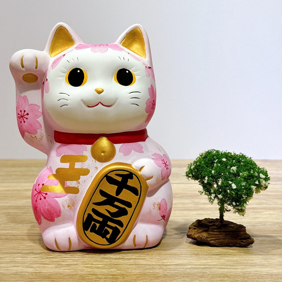 【福运满满】日本谷中堂招财猫 | 粉红樱 - 摆饰 - 瓷 粉红色