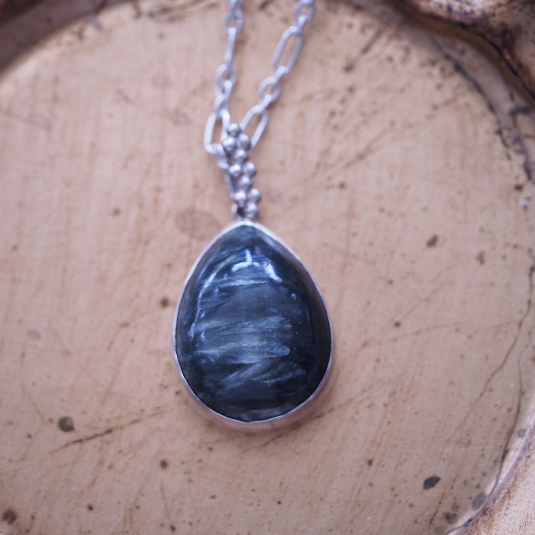绿龙晶  斜绿泥石 手工项链 Seraphinite Handmade Necklace - 项链 - 半宝石 绿色