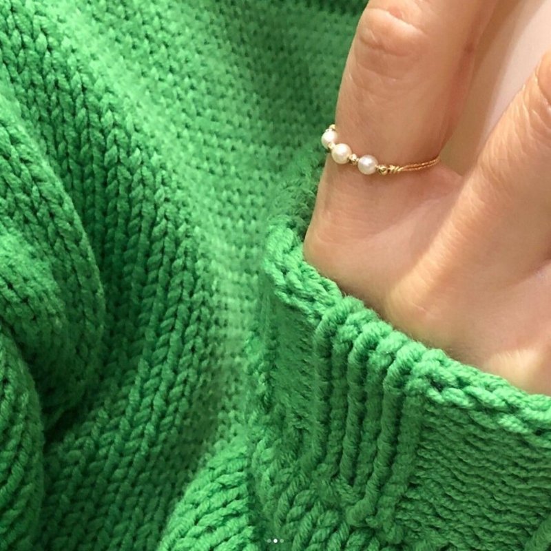 14K金雅果风珍珠戒指 - 戒指 - 珍珠 白色