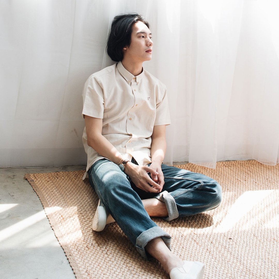 (SOLD) PLANE // linen cream // men short sleeves - 男装衬衫 - 棉．麻 白色