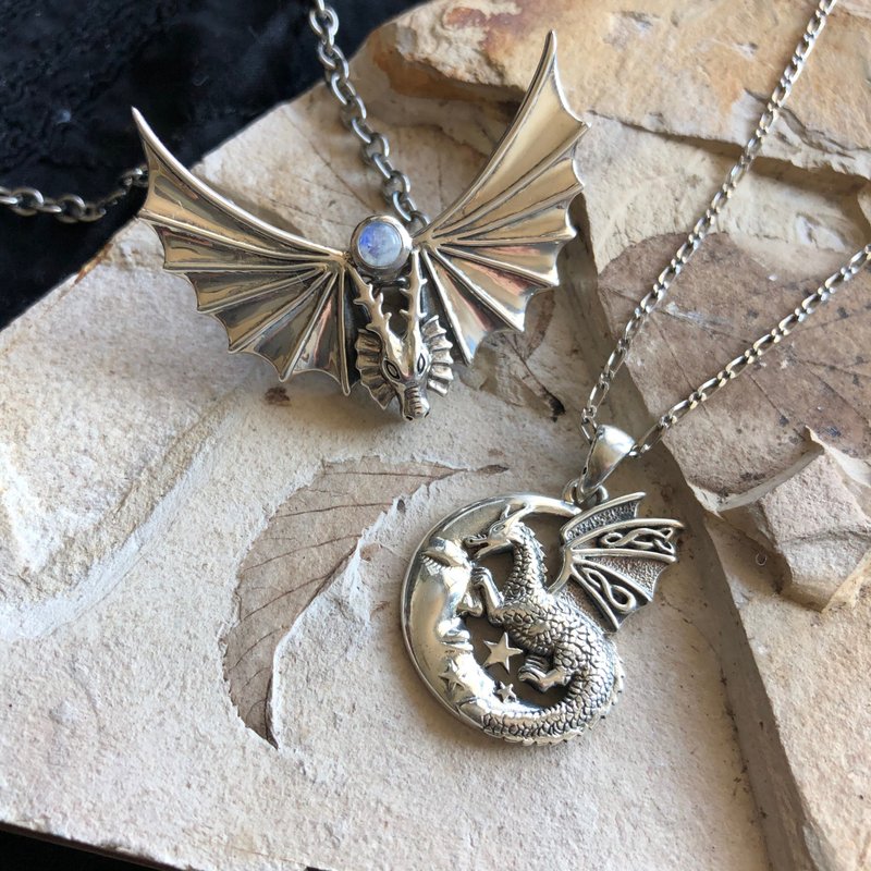 坠饰 希望之龙〈 Dragon of hope〉 ★疗愈系列 - 项链 - 宝石 银色