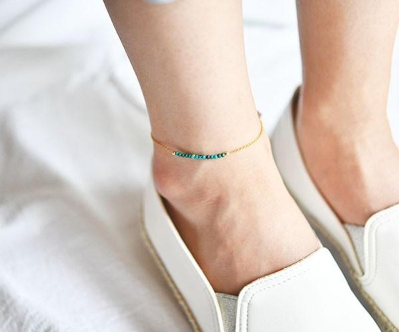 Anklet of good luck and prosperity of the symbol Kurisokora (珪孔sparrow Stone) - 脚链/脚环 - 其他金属 绿色
