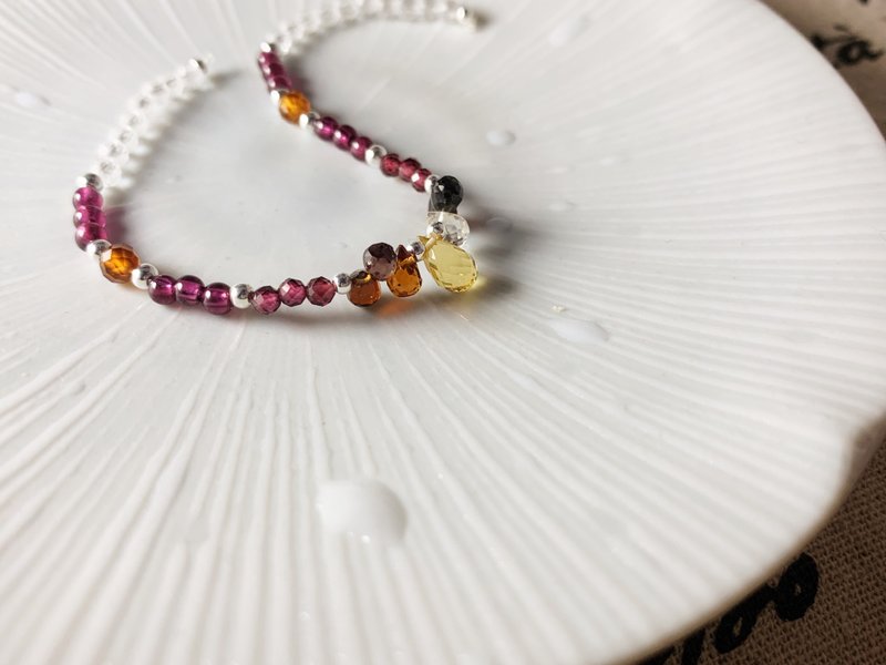 MH纯银天然石_秋天的诗人_石榴石 - 手链/手环 - 半宝石 红色