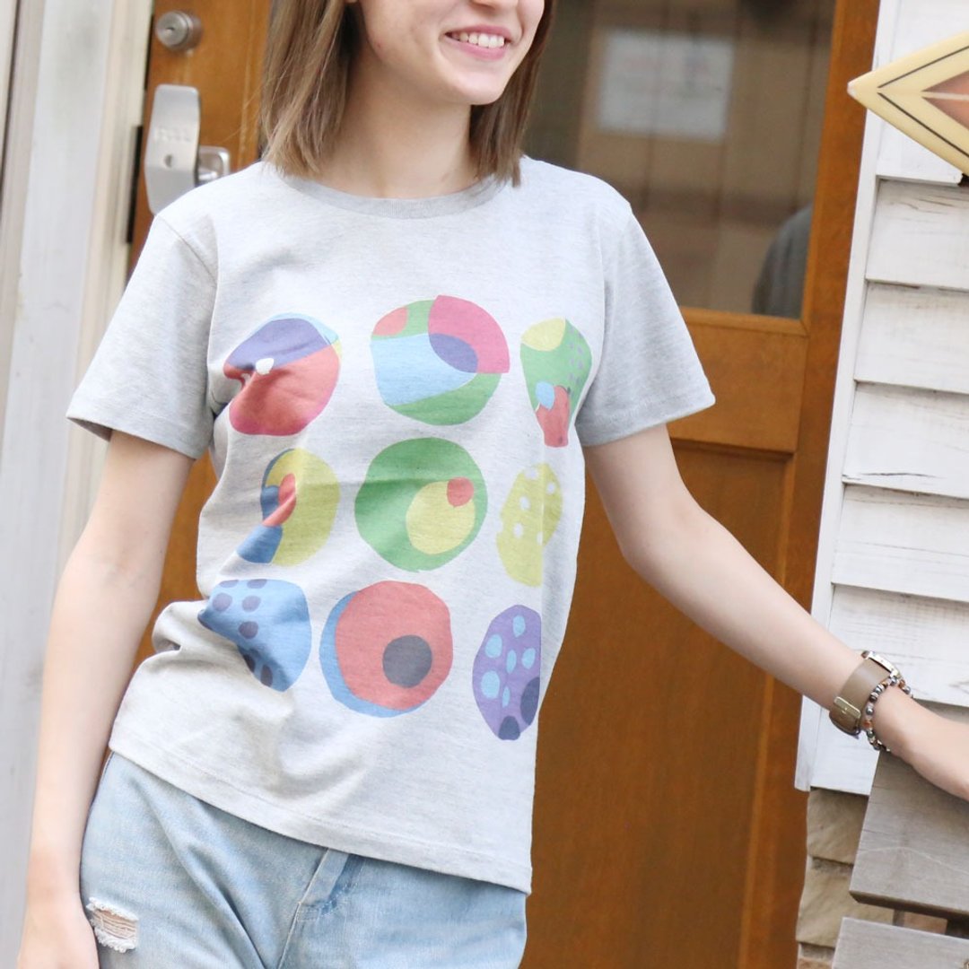 Polka Dot Print T-shirt - Gray - women's / men's / unisex - 女装 T 恤 - 棉 灰色