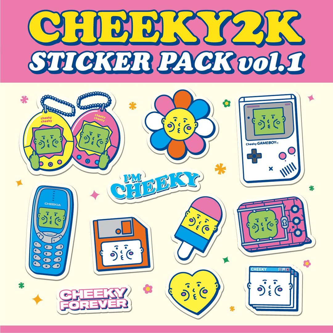 cheeky cheeky 厚面子 CHEEKY2K 复古风Sticker Pack 贴纸 贴图包 - 贴纸 - 纸 白色