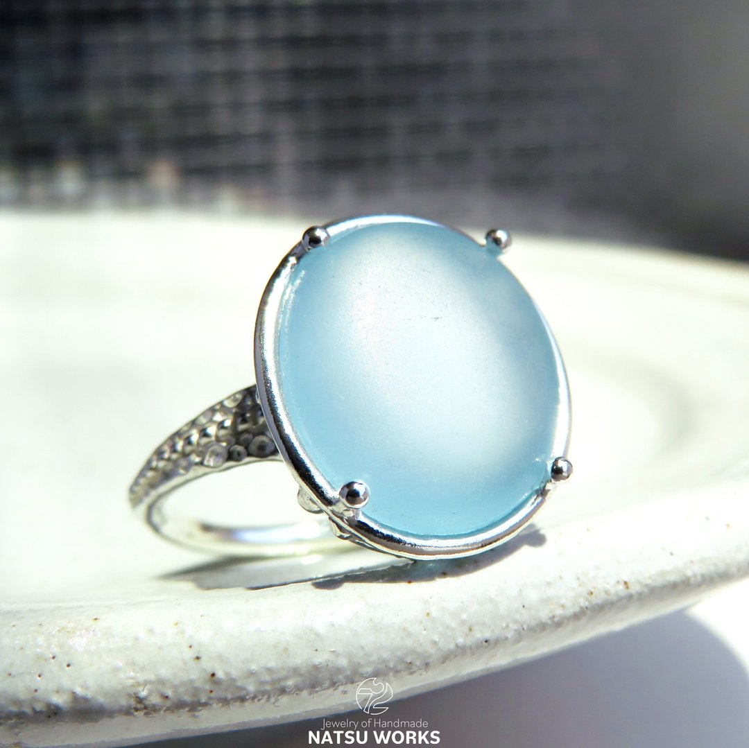 蓝色托帕石戒指 / smooth rough-cut Blue Topaz Ring o - 戒指 - 宝石 蓝色