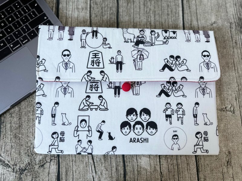 英国制作 日本和风卡通海报 电脑保护套 笔电包收纳袋 定制尺寸 - 电脑包 - 棉．麻 白色