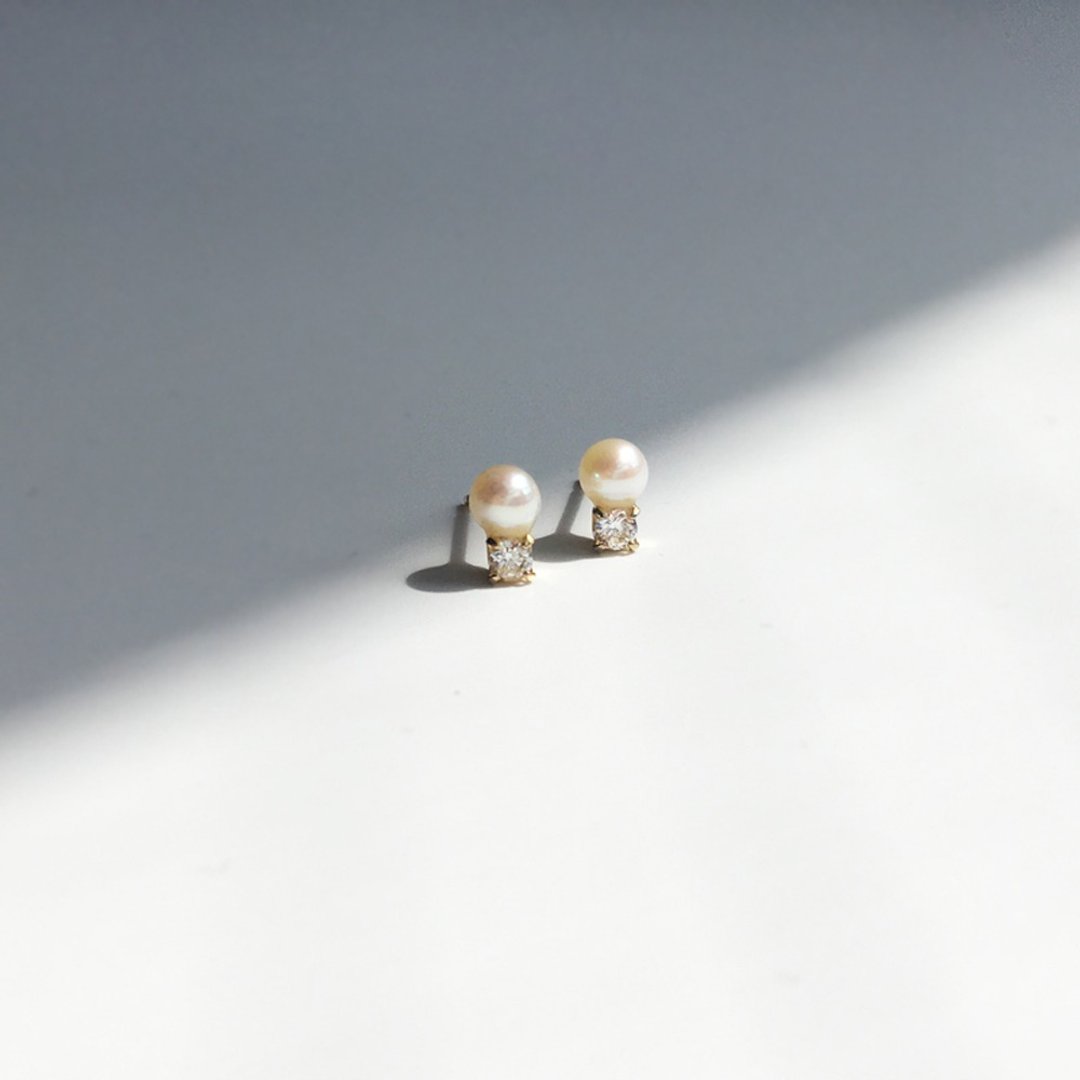 K14gf White/Pink/Gray Pearl AAAAA grade Earrings with cz - 耳环/耳夹 - 珍珠 白色