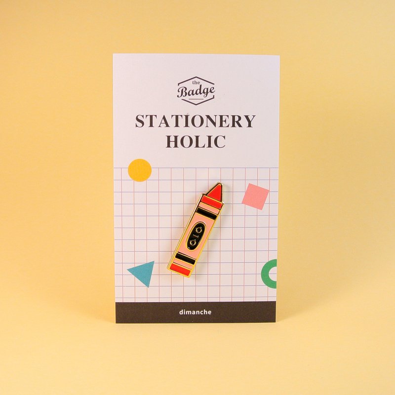 迪梦奇 - 文具控徽章 [蜡笔/橘] - 徽章/别针 - 其他金属 多色