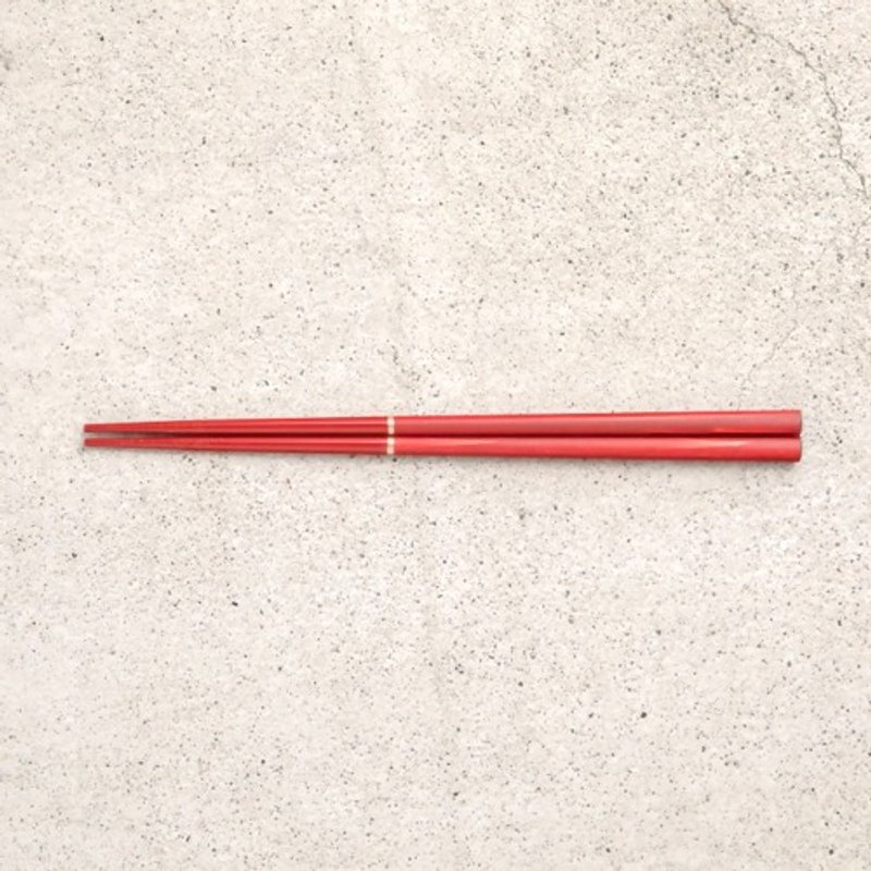Urushi chopsticks Rin tip vermilion Akane / vermilion - 筷子/筷架 - 木头 红色