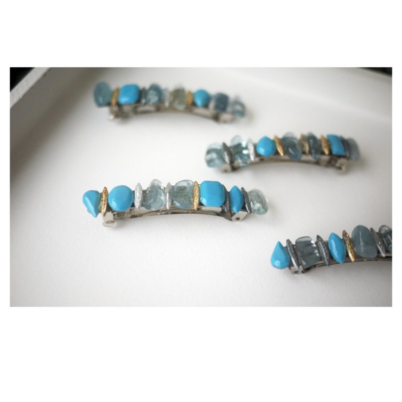 浅滩漫步 | 天然石发饰 | 树脂发夹 | 法式弹簧夹 | hair clip - 发饰 - 其他材质 蓝色