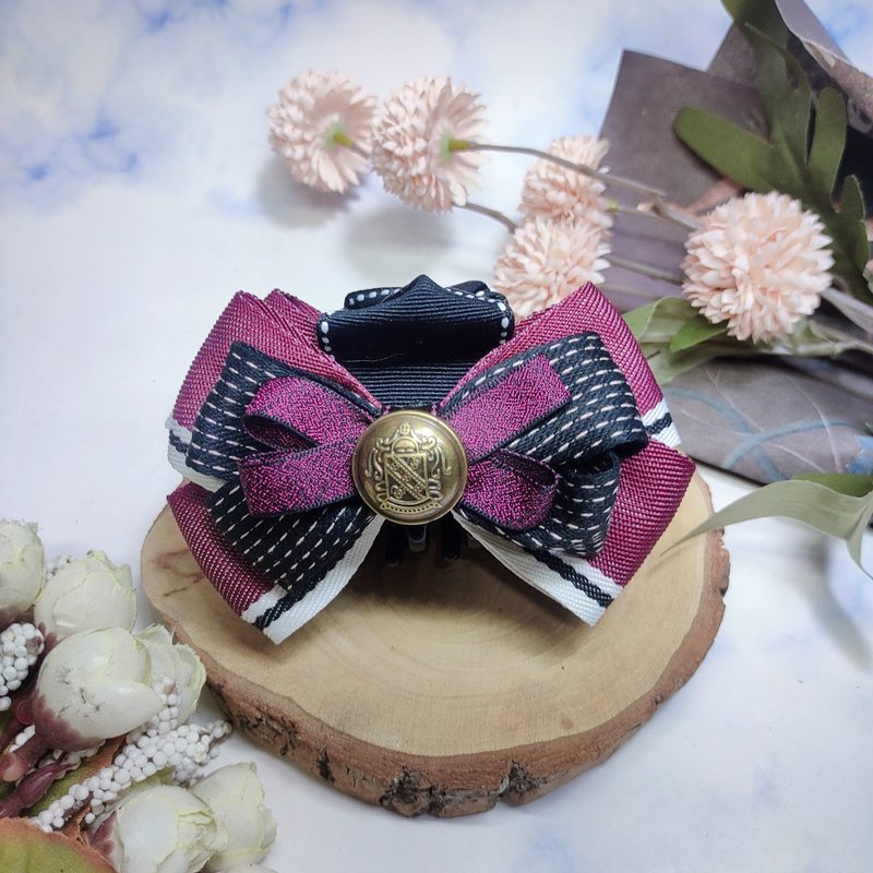 学院风-鲨鱼夹香蕉夹弹簧夹 - 发饰 - 棉．麻 红色