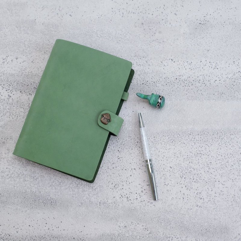 皮革活页笔记本 草绿牛皮手帐 A6真皮手札 日记 定制  礼物 - 笔记本/手帐 - 真皮 绿色
