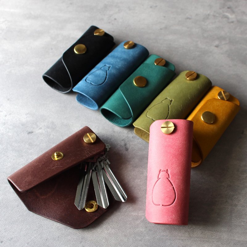 水豚超薄钥匙包 - 钥匙链/钥匙包 - 真皮 粉红色