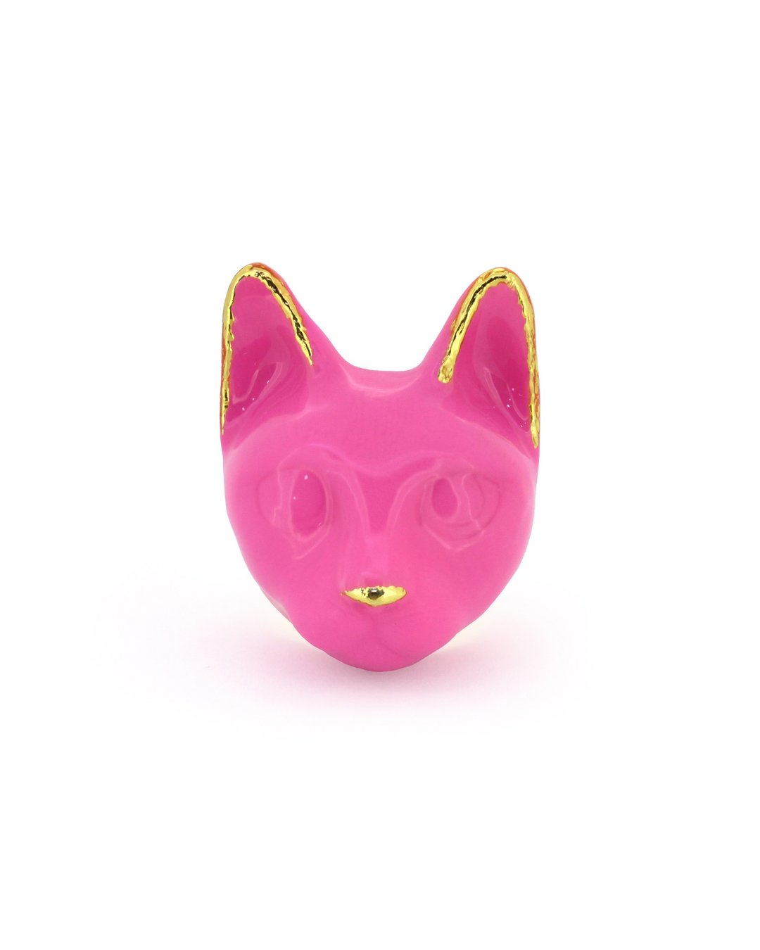 糖粉猫咪戒指，猫咪戒指，艺术收藏家，可穿戴艺术品，MaewMarch。 - 戒指 - 其他金属 粉红色