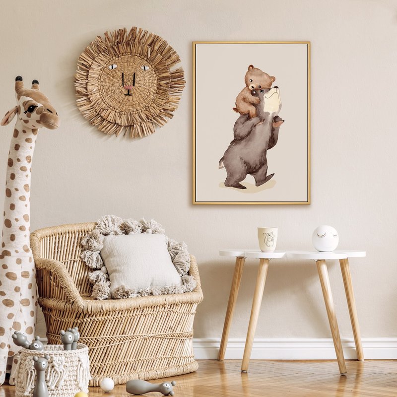 我们回家吧 - 疗愈感可爱棕熊插画挂画/儿童房装饰画/卧室布置 - 海报/装饰画/版画 - 其他材质 卡其色