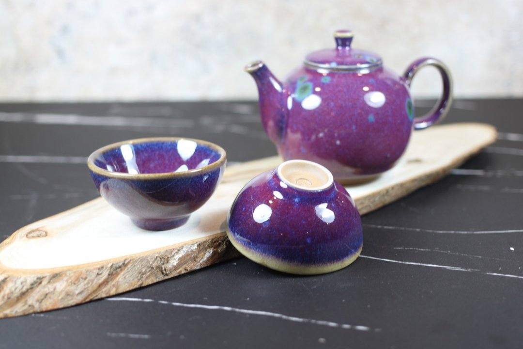 【欢乐中秋】玫瑰钧釉 圆满茶具组 一壶两杯 莺歌名家叶敏祥作 - 茶具/茶杯 - 陶 